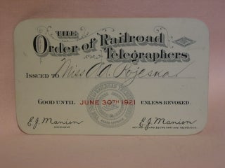 Item #47113 THE ORDER OF RAILROAD TELEGRAPHERS [UNION MEMBERSHIP CARD, 1921