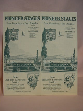 Item #47301 PIONEER STAGES [TIMETABLE], SAN FRANCISCO - LOS ANGELES VIA THE SCENIC RIDGE ROUTE;...