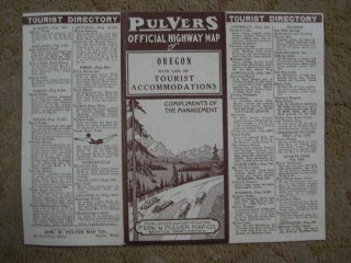 PULVERS OFFICIAL HIGHWAY MAP OF OREGON WITH LIST OF TOURIST ACCOMMODATIONS