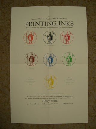 Item #47529 SPECIMEN SHEET AND PRICE LIST OF THE WORLD'S FINEST PRINTING INKS FOR ALL FINE...