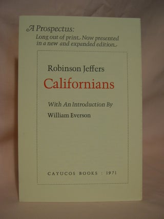 Item #47533 A PROSPECTUS: CALIFORNIANS. Robinson Jeffers