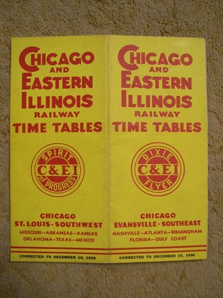 Item #49324 CHICAGO AND EASTERN ILLINOIS RAILWAY [PASSENGER] TIME TABLES, CORRECTED TO DECEMBER...