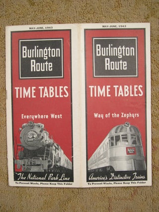 Item #49364 BURLINGTON ROUTE [C.B.&Q. PASSENGER] TIME TABLES, MAY-JUNE, 1943