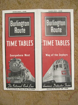 Item #49366 BURLINGTON ROUTE [C.B.&Q. PASSENGER] TIME TABLES, MARCH-MAY 1948