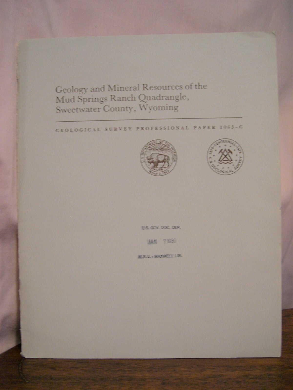 Henry Roehler GEOLOGY AND MINERAL RESOURCES OF THE MUD SPRINGS RANCH QUADRANGLE ...
