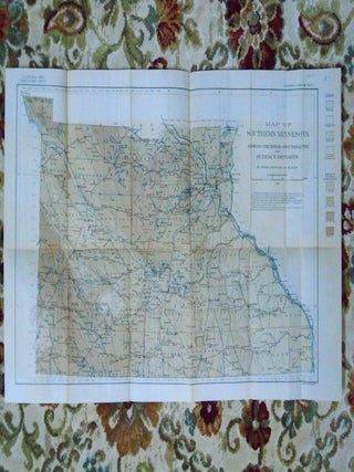 Item #52091 MAP OF SOUTHERN MINNESOTA SHOWING THICKNESS AND CHARACTER OF SURFACE DEPOSITS, 1910....